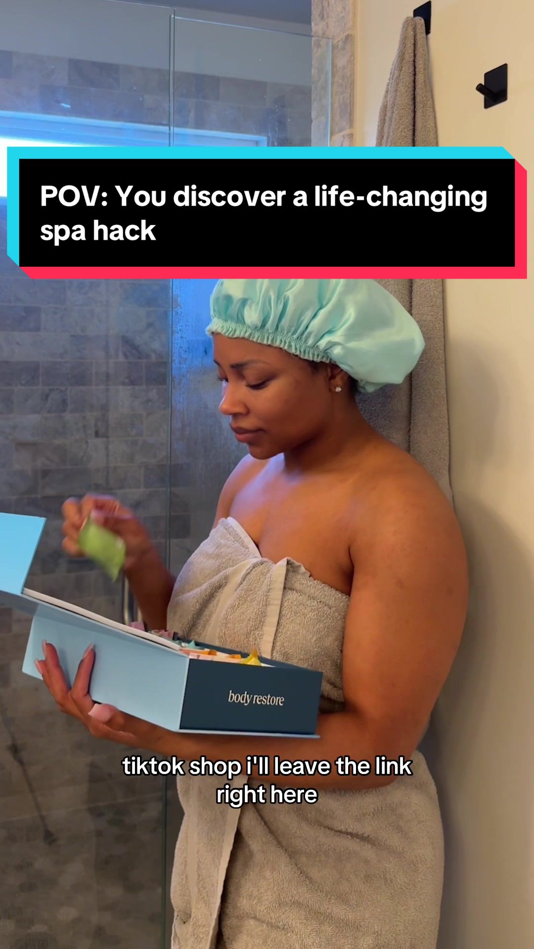 TikTok post by @ncolettem for Body Restore. Caption reads: spa level showers 🚿 @Body Restore Shop #showertok....