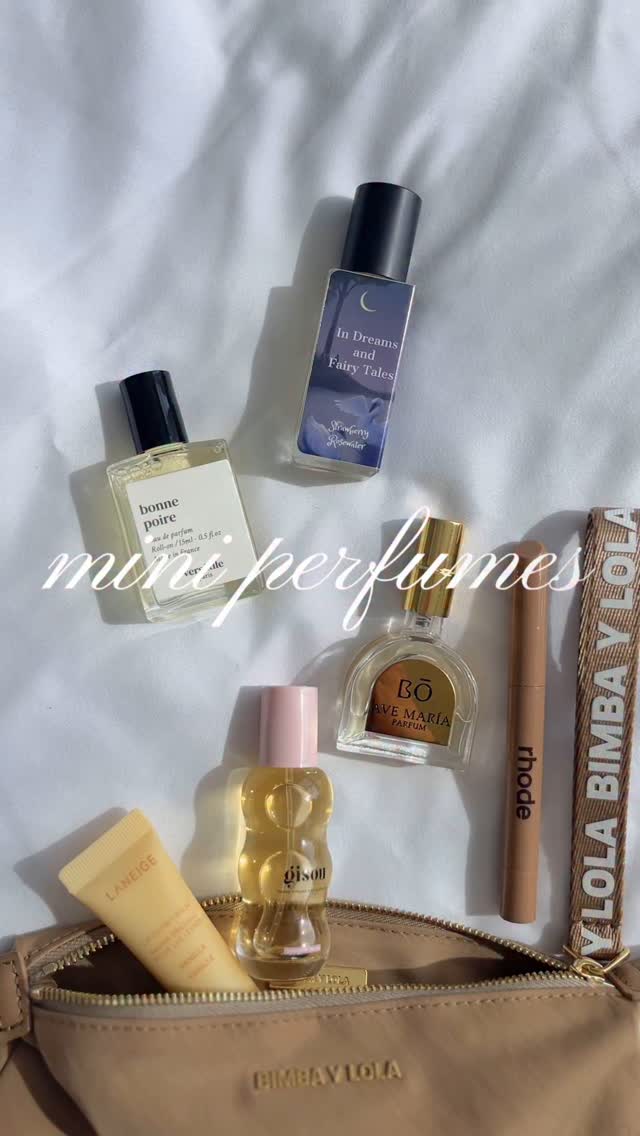 Instagram post by @kristinfragrances for House of Bō. Caption reads: 👜 what’s in my bag 

I love keeping mini perfumes....