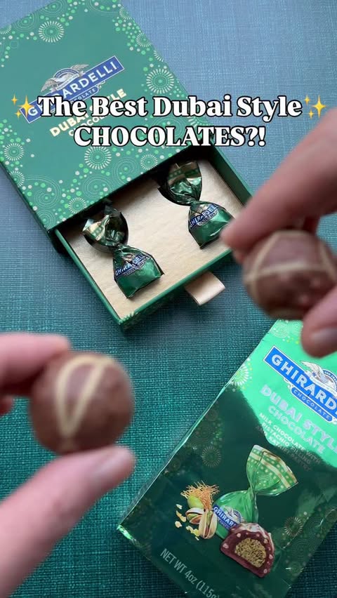 Instagram post by @sherriesavorsthecity for Ghirardelli. Caption reads: [...] these Dubai Style Chocolates from....