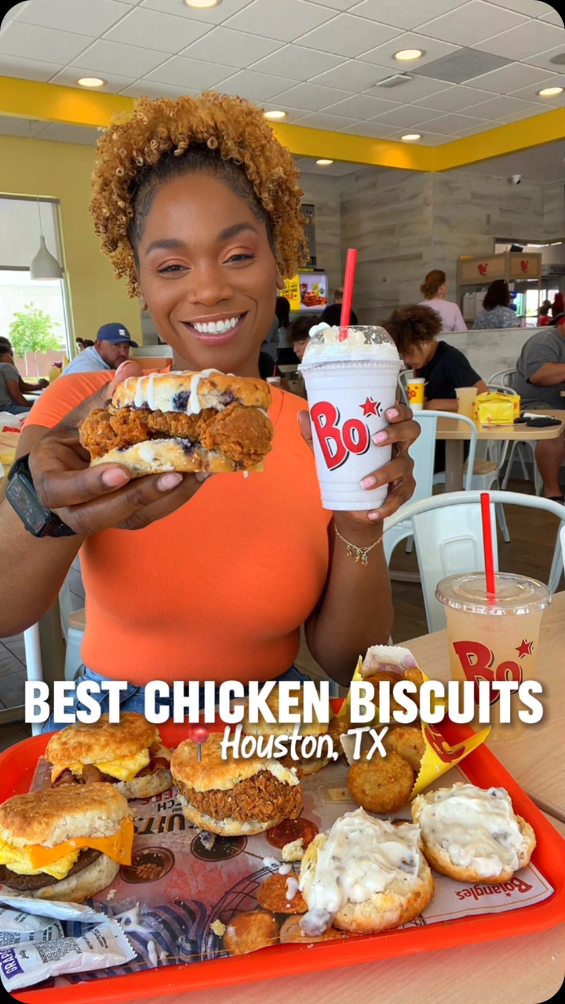 Instagram post by @prettygirleatshouston for Bojangles. Caption reads: BEST CHICKEN BISCUITS: @bojangles

I finally made....