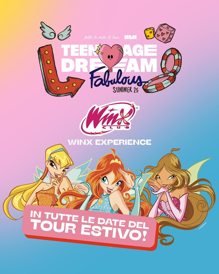 Instagram post by @teenagedreamparty for Winx Club. Caption reads: WINX CLUB X TEENAGE DREAM! 🤩

Anche quest’estate....