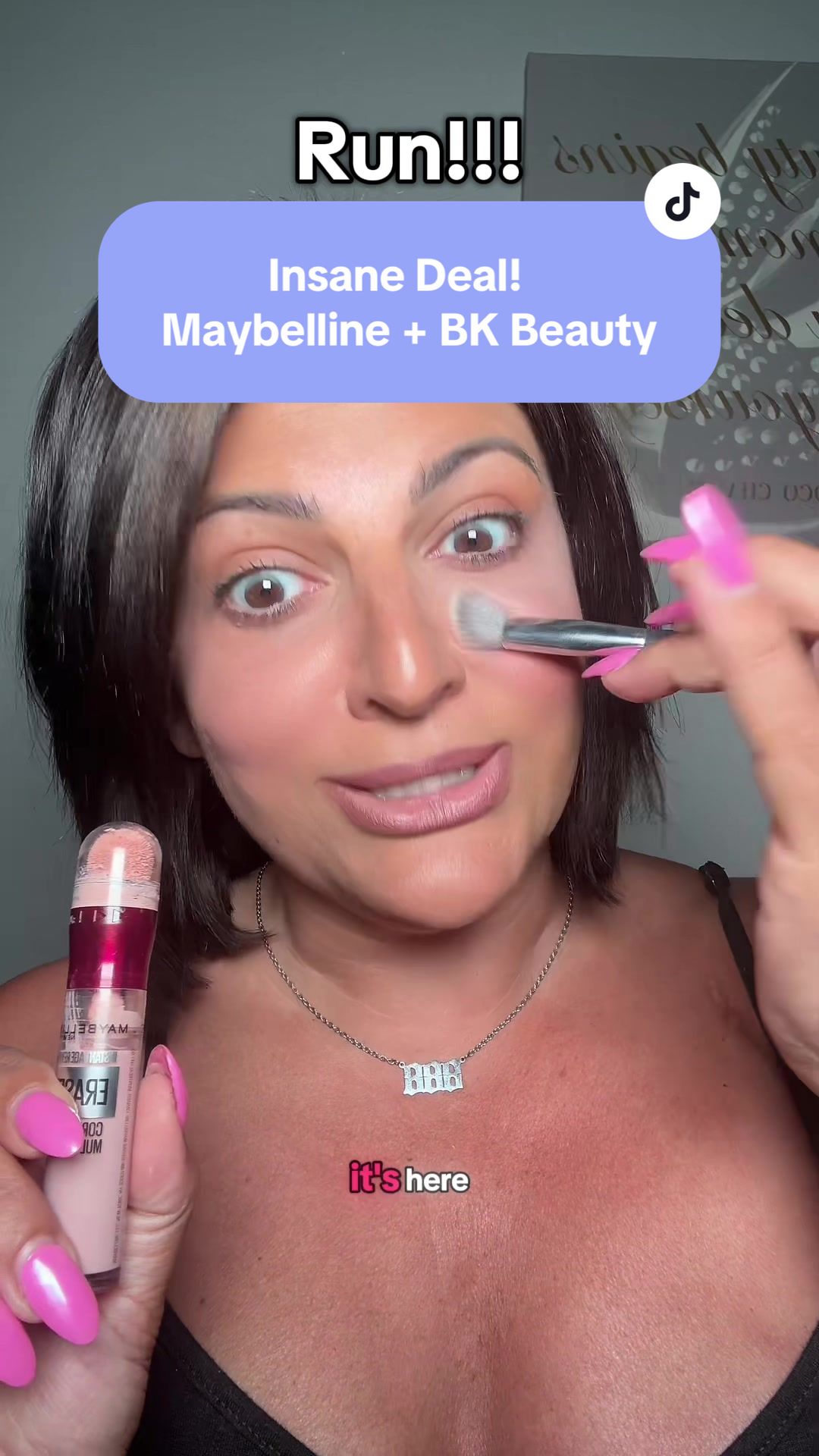 TikTok post by @njmakeupartist for BK Beauty. Caption reads: [...] Age Rewind Concealer AND the BK Beauty....