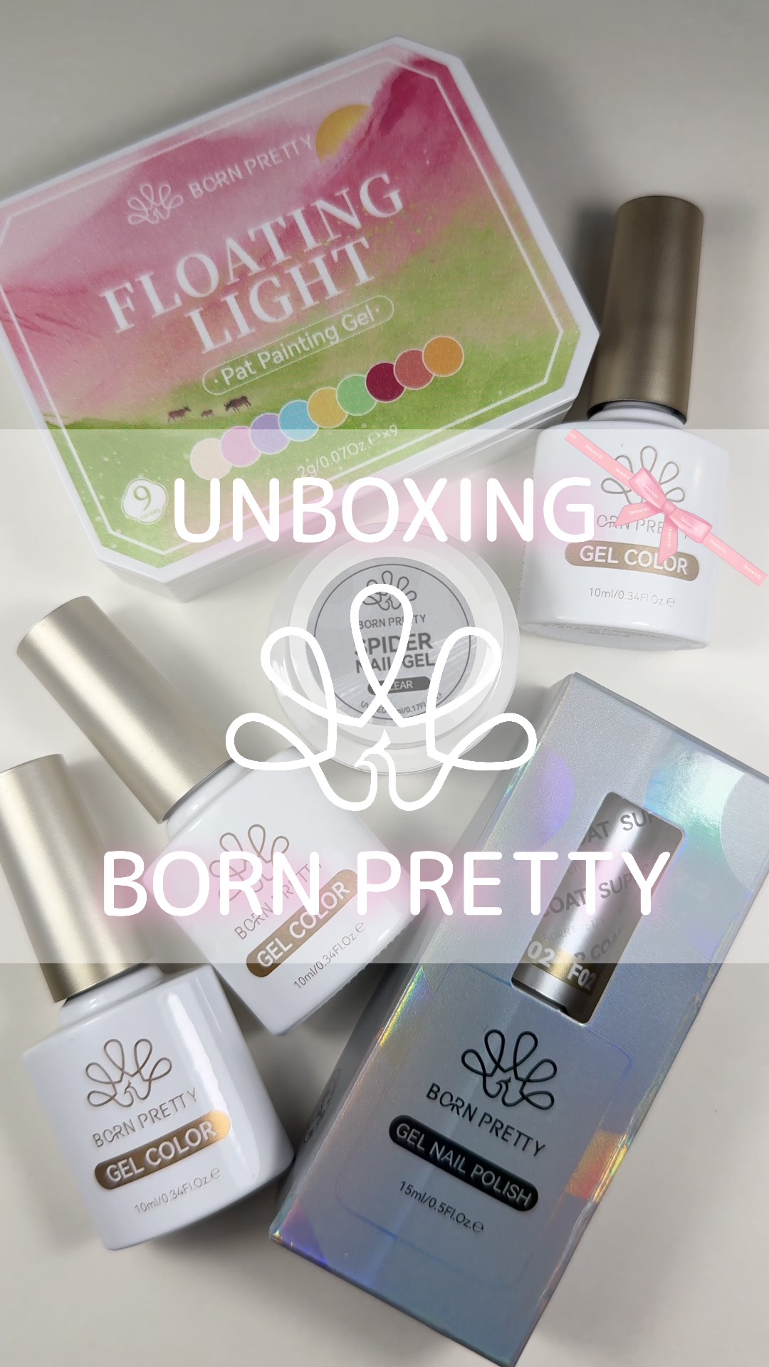 TikTok post by @_nailarts.m for BORN PRETTY. Caption reads: BORN PRETTYさんのジェル開封💅🏻✨ Thank you 💖 @born pretty....