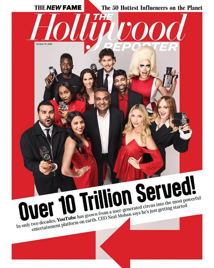 Instagram post by @youtubecreators for Hollywood Reporter. Caption reads: Once dismissed as a user-generated circus,....