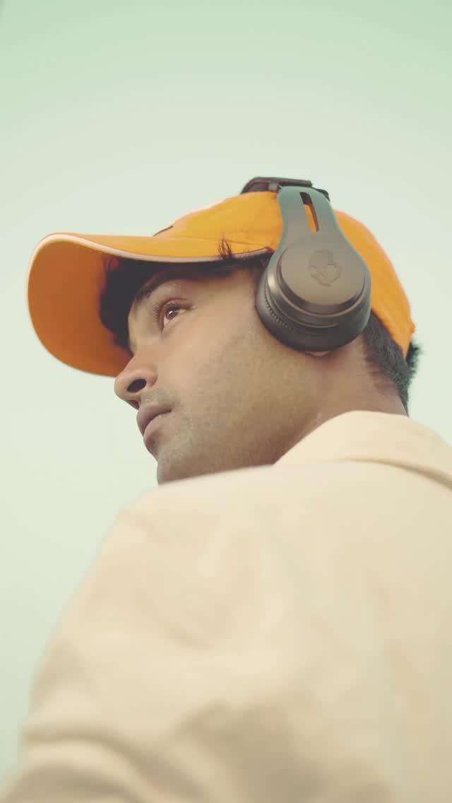 Instagram post by @harshit_mx for Skullcandy. Caption reads: Locked in with @Skullcandy OnTrac — tuning out the....