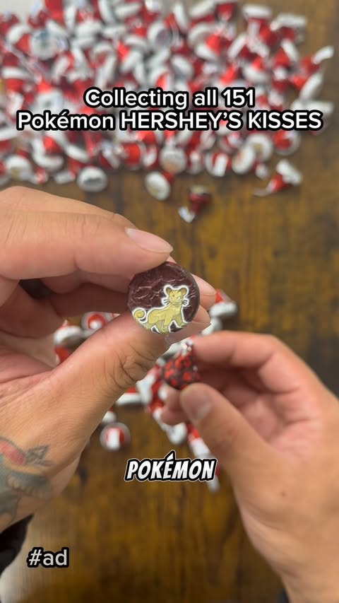 Instagram post by @calebxswag for HERSHEY'S Chocolate. Caption reads: #ad We did it — all 151 Pokémon HERSHEY’S KISSES....