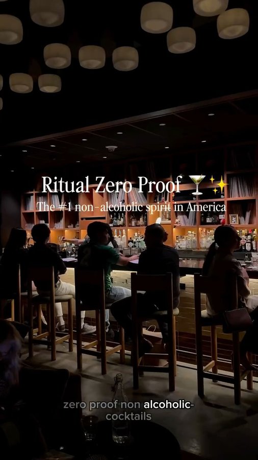 Instagram post by @austinthings2do for Ritual Zero Proof. Caption reads: Non-alc drinks & smooth vinyls at....