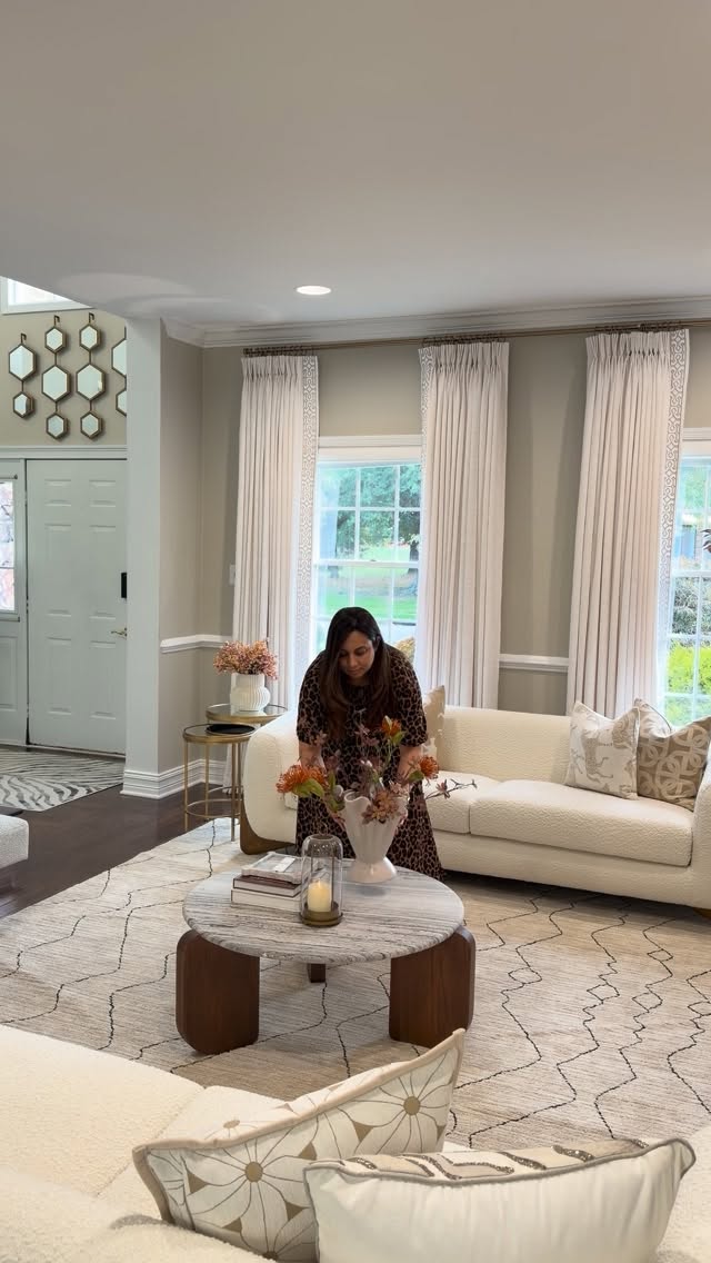 Instagram post by @apieceofmyglamhome for Twopagescurtains. Caption reads: C0MMENT : "LIVING ROOM" for all the 🔗

POV: Gave....