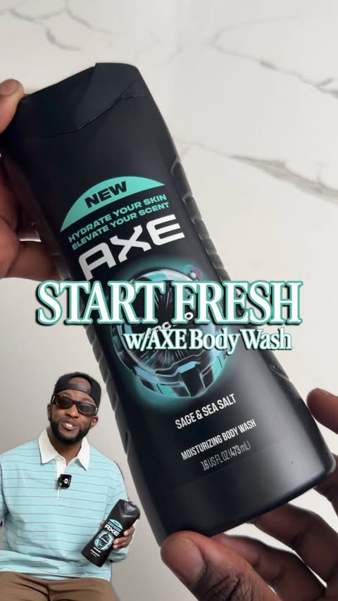 Instagram post by @taylormadegq for AXE. Caption reads: Start Fresh With @axe_us Body Wash To stay fresh....