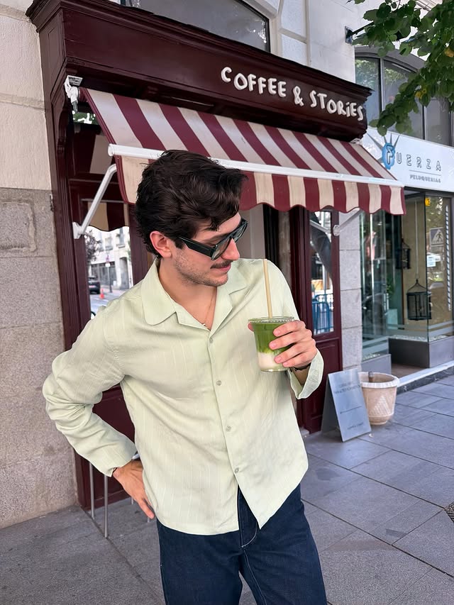 Instagram post by @germanlevet for Hawkers. Caption reads: [...] Iced matcha (veryyyy cold) & @hawkersco on....