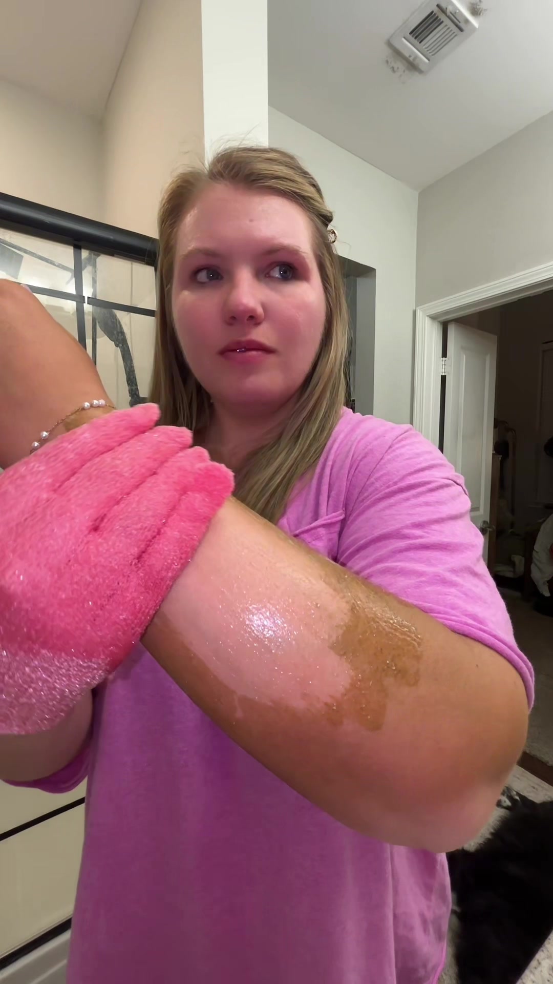TikTok post by @jeskal94 for Rose & Caramel. Caption reads: [...] impressed by this tan remover from @Rose &....