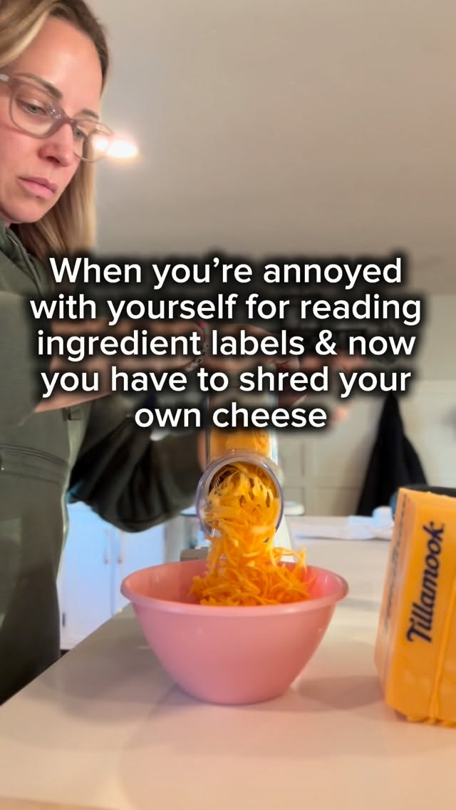 Instagram post by @high_hope_homestead for Tillamook. Caption reads: Ever wonder what’s in your shredded cheese?....