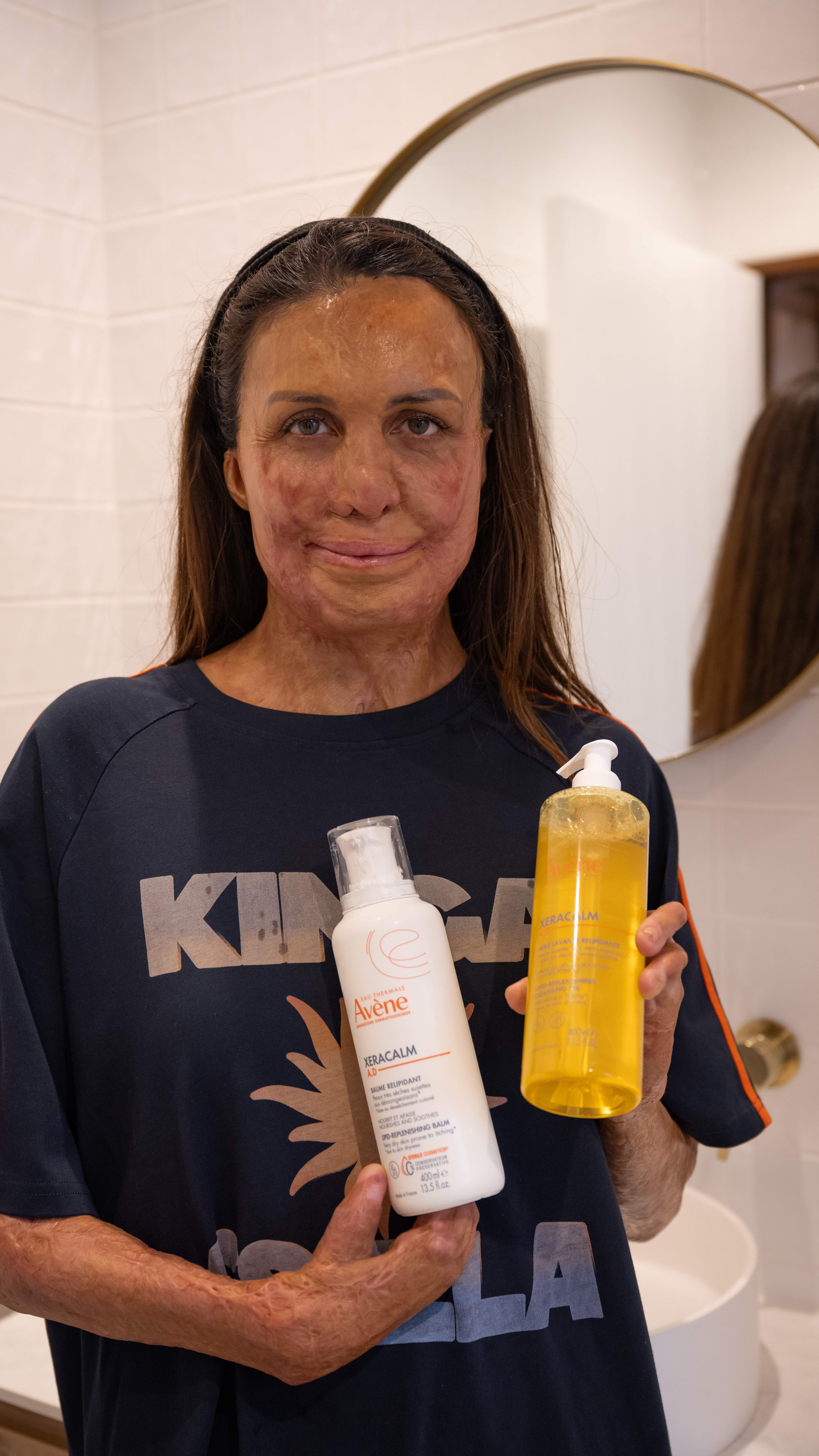 Instagram post by @turiapitt for Avène. Caption reads: Avène’s XeraCalm A.D Lipid-Replenishing Cleansing....