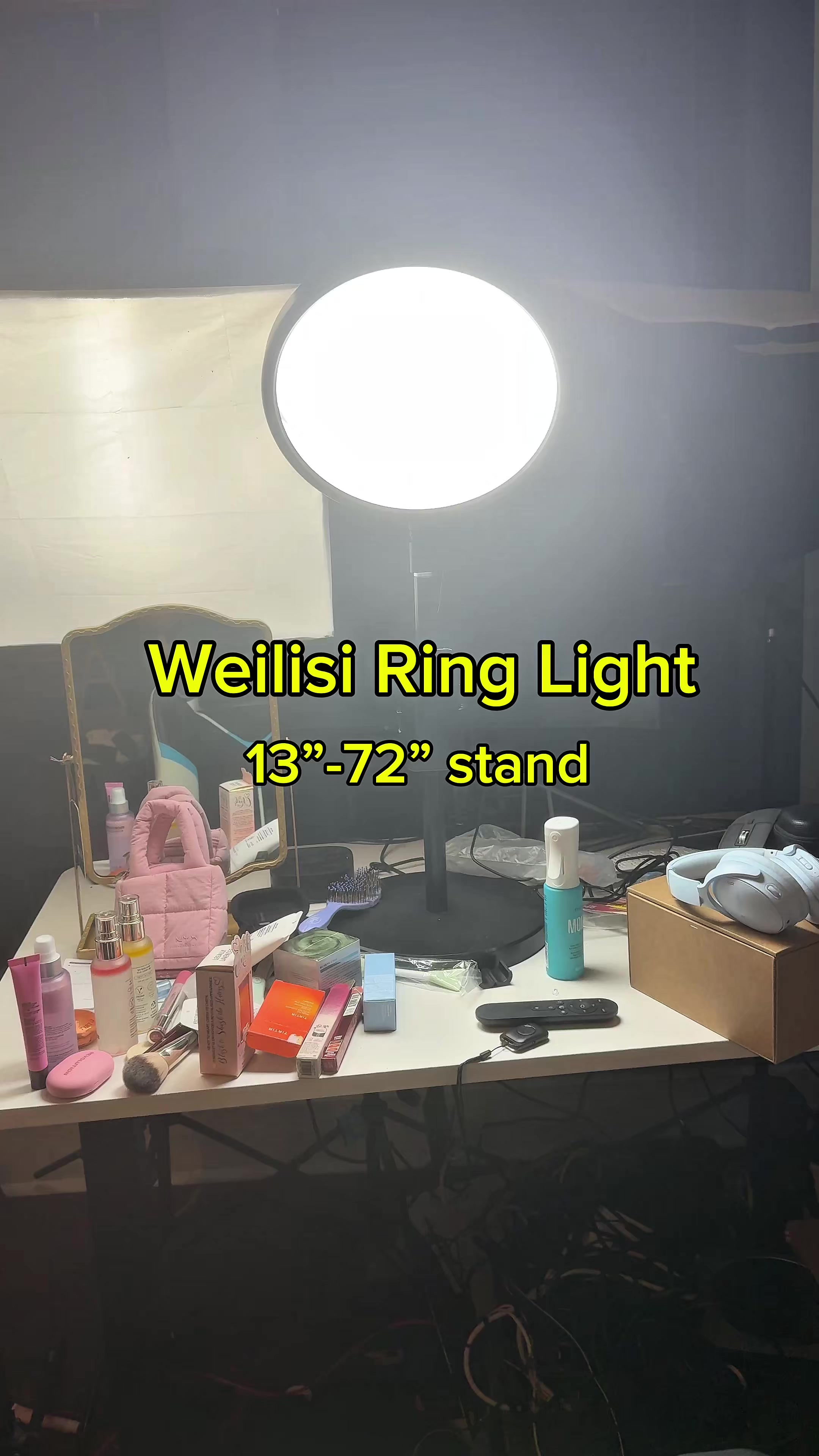 TikTok post by @georgia.weidman for Weilisi Official. Caption reads: This is the holy grail @weilisiofficial ring light....