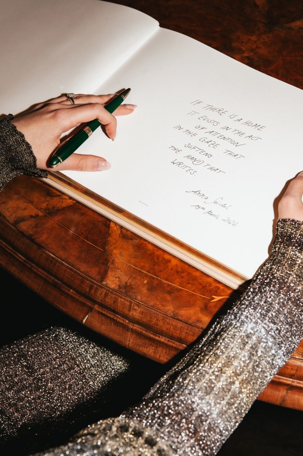 Instagram post by @annacasophie for Rosewood Hotels & Resorts. Caption reads: Ink on paper, moments held beyond your stay, and a....