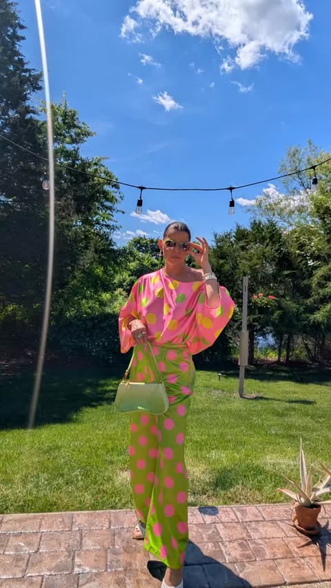 Instagram post by @cocomar.mar for stylewe.com. Caption reads: Bold, beautiful, neon polka dots 💚 All in one....