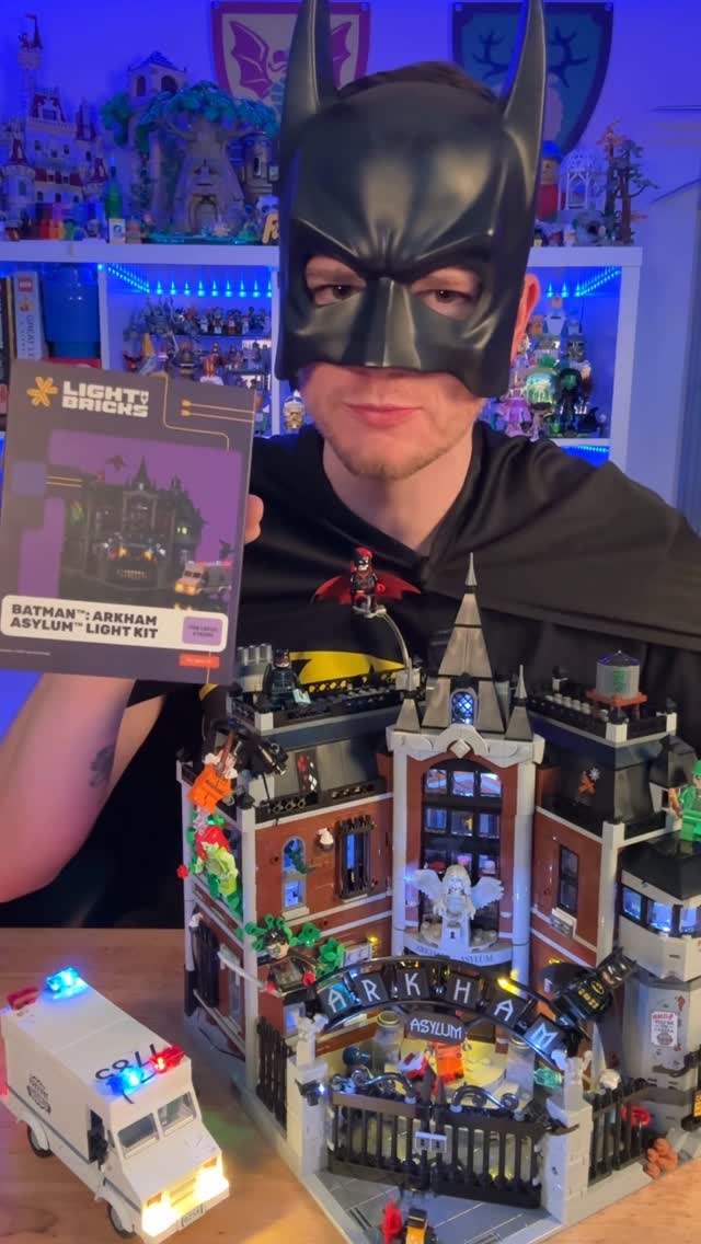 Instagram post by @matticusbricks for Light My Bricks. Caption reads: [...] light of justice to Gotham City💡Light My....
