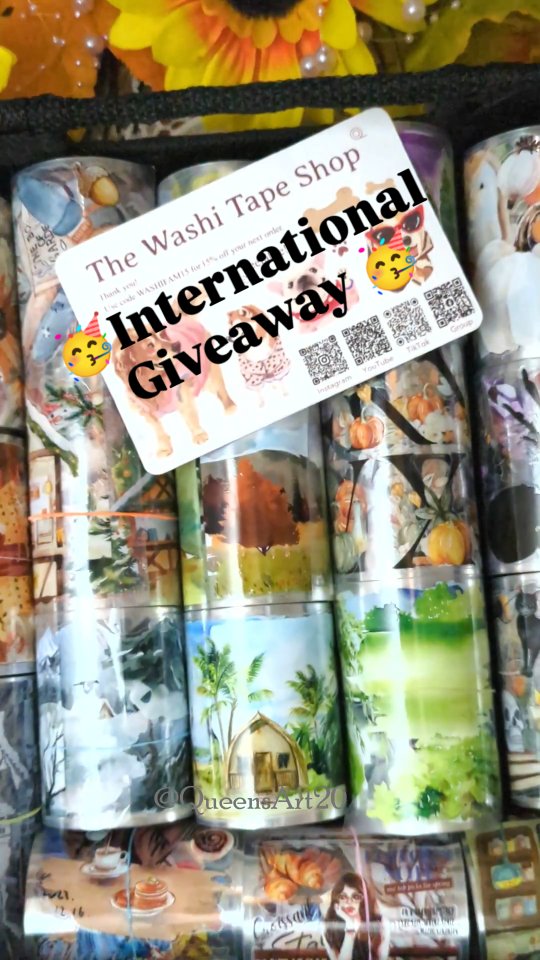 Instagram post by @queensart20 for The Washi Tape Shop. Caption reads: 🎉 GIVEAWAY (CLOSED)🥳with The Washi Tape Shop ❤️....