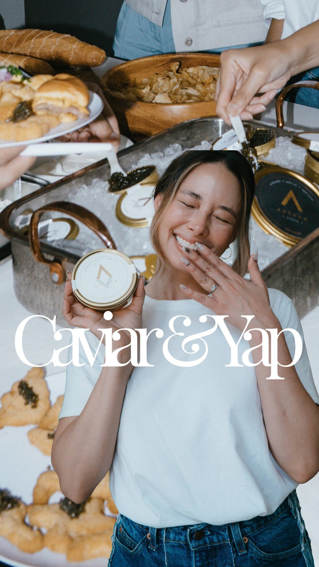 Instagram post by @ajadang for DIBSBEAUTY. Caption reads: from solo caviar girl dinners to hosting caviar....