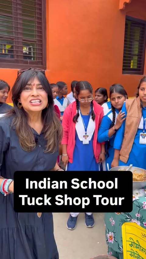 Instagram post by @nishakatona for Mowgli Street Food. Caption reads: Indian School Tuck Shop tour! The Mowgli sponsored....