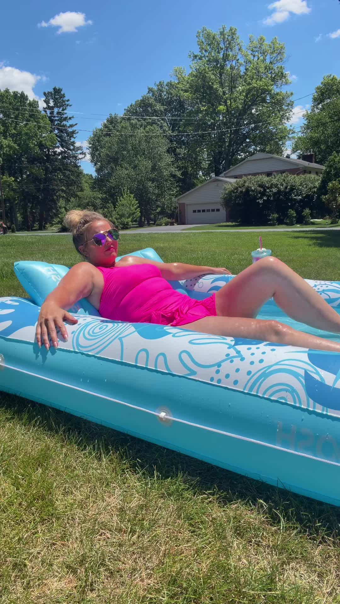 TikTok post by @ericabombbeauty for TOPFOXX. Caption reads: [...] away…. #zacbrown #sloosh #paradise #sun....