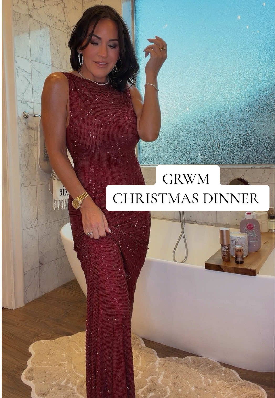 TikTok post by @lexietucker_ for DIBS Beauty. Caption reads: GRWM for a Christmas dinner 🎄✨ Soft sparkle,....