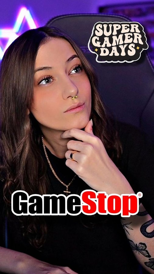 Instagram post by @queen.giorgia for GameStop. Caption reads: [...] i Super Gamer Days! Tanti sconti da....