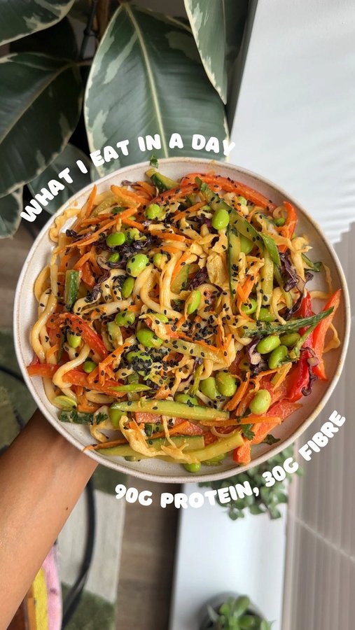 Instagram post by @sophiethenutritionist for BOL Foods. Caption reads: ad / this is what I’d eat in a day to get 30g of....