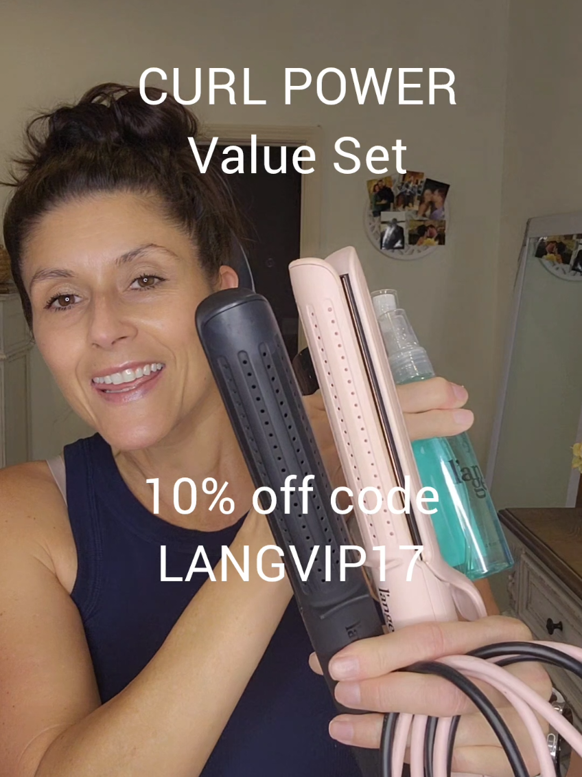TikTok post by @tired.as.a.mother.4 for L’ange Hair. Caption reads: [...] today with code LANGVIP17 @langehair....