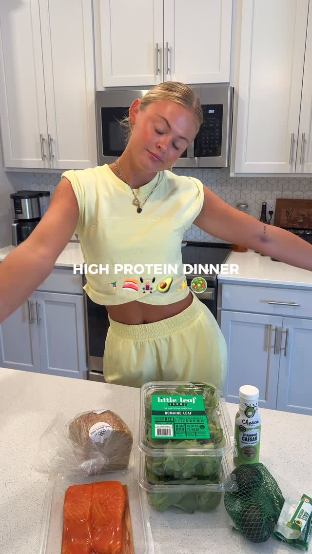 Instagram post by @ashisatthegym for Little Leaf Farms. Caption reads: my fav high protein caesar....