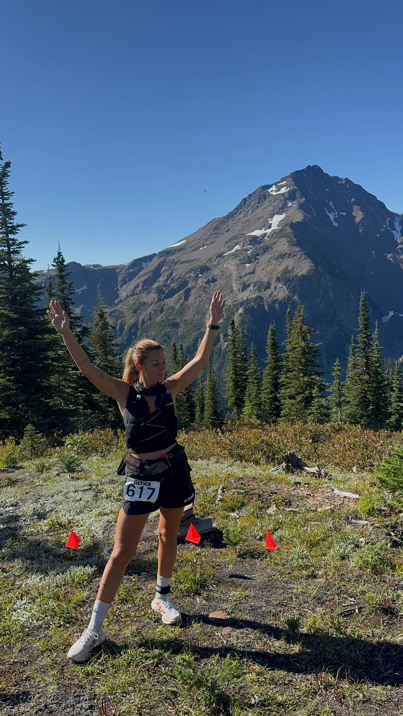 Instagram post by @veronicaskye for adidas TERREX. Caption reads: I can’t believe I just completed a 50KM / 3200m ^....