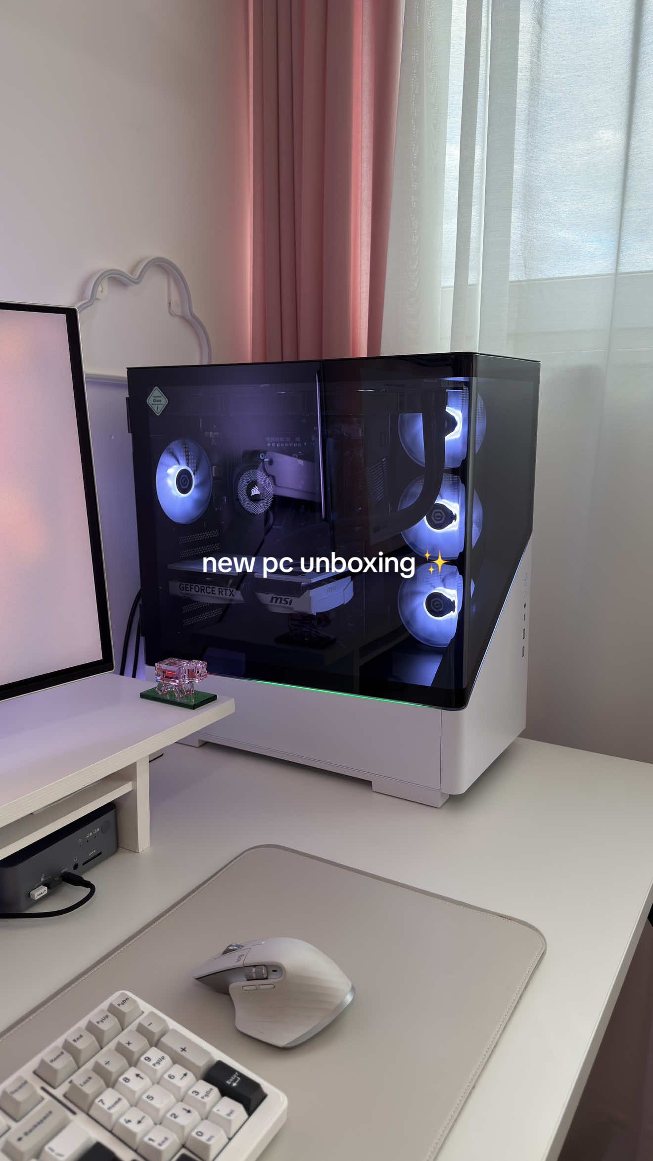 TikTok post by @isiomavlogs for NVIDIA GeForce. Caption reads: ad Unboxing my new CyberpowerPC UK RTX 5070 🖥️🎮✨....