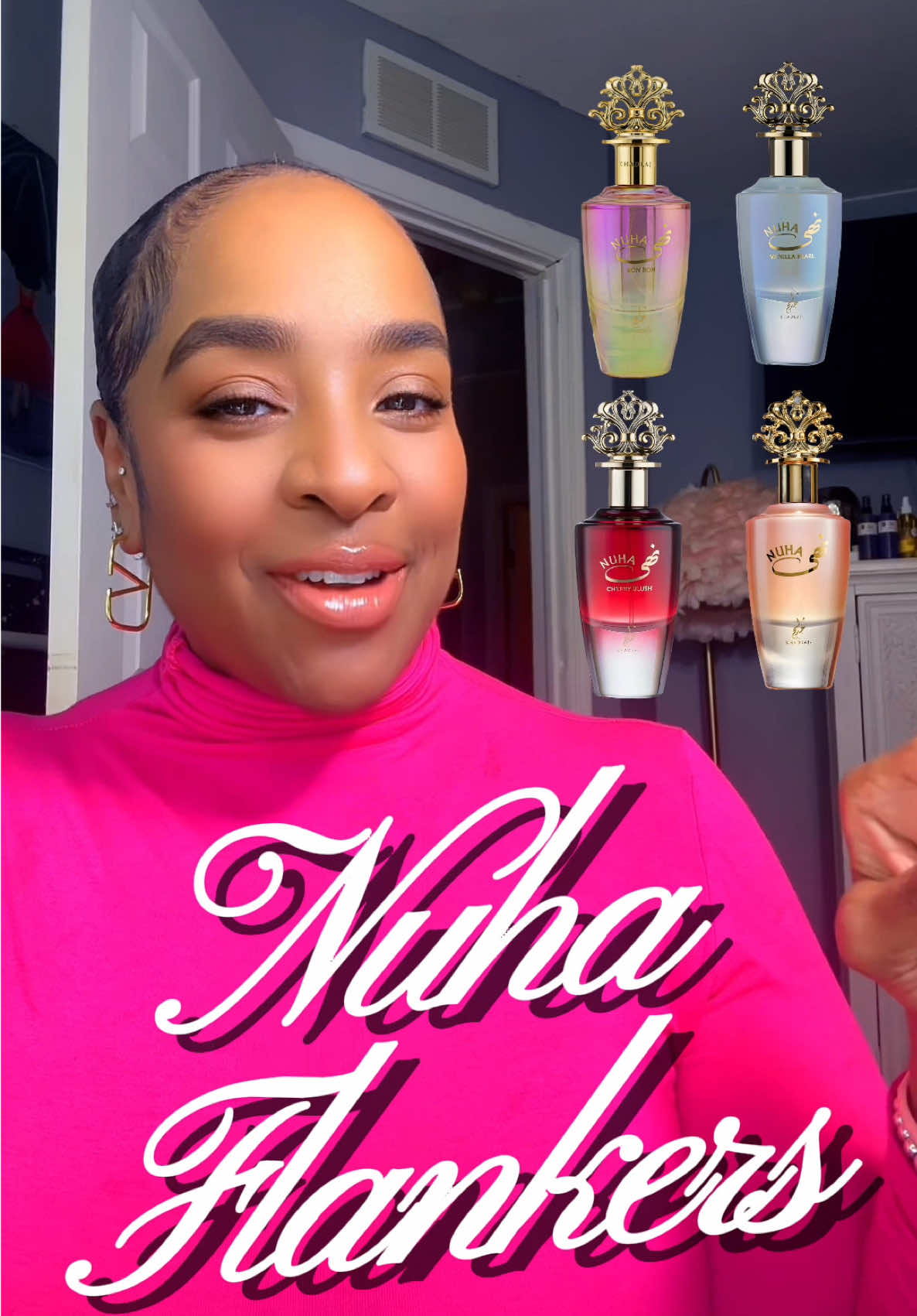 TikTok post by @thevaultfragranceedition for Beauty House. Caption reads: [...] Nuha Bon Bon – @Khadlaj Perfumes ✨🍓....