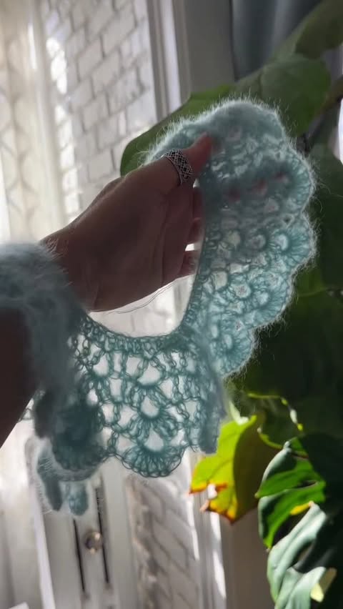 Instagram post by @gotham.knits for Knit Picks. Caption reads: Crochet collars are my new personality. This one....