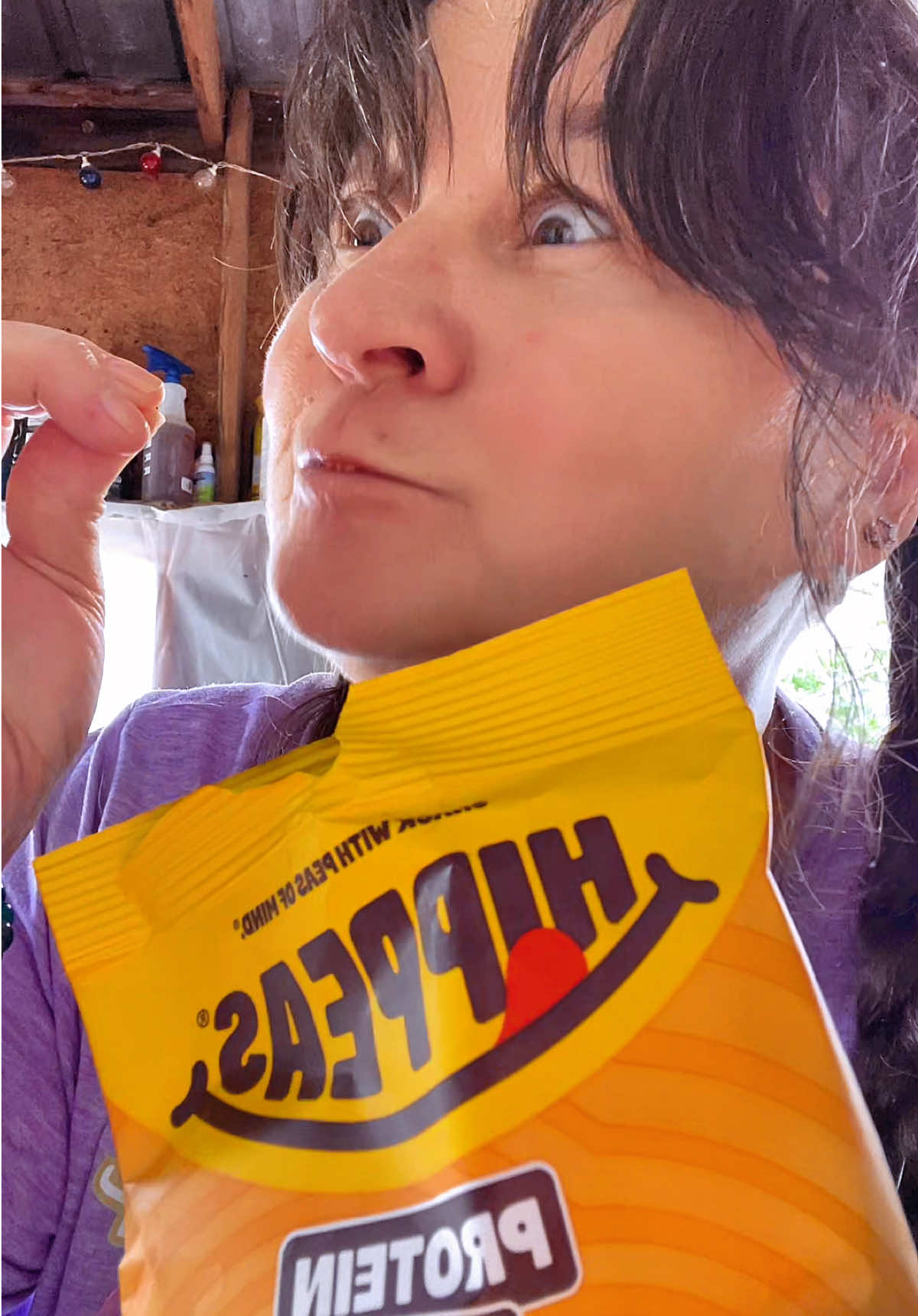 TikTok post by @themole2005_official for HIPPEAS. Caption reads: #cheddar #snacks #hippeas #crunchy @HIPPEAS Snacks.