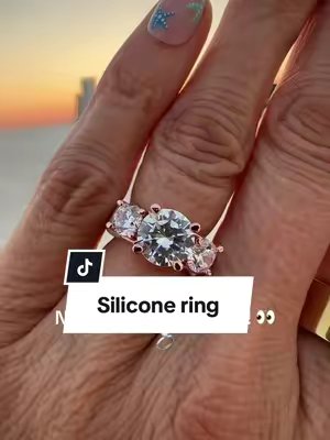 TikTok post by @linzkaye77 for Rinfit. Caption reads: Rinfit silicone ring with three CZ stones — it....