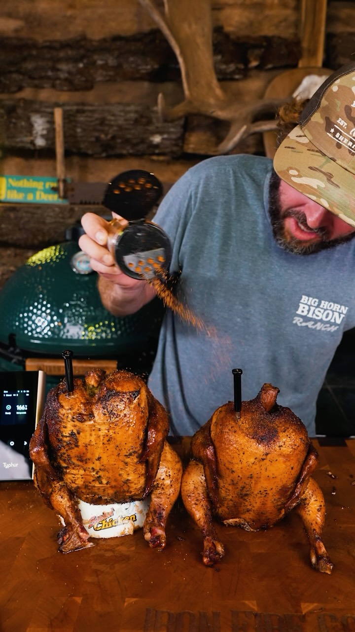 Instagram post by @steakchannel for Typhur. Caption reads: EASY COLLEGE BEER CAN CHICKEN 
Ingredients:
    2....