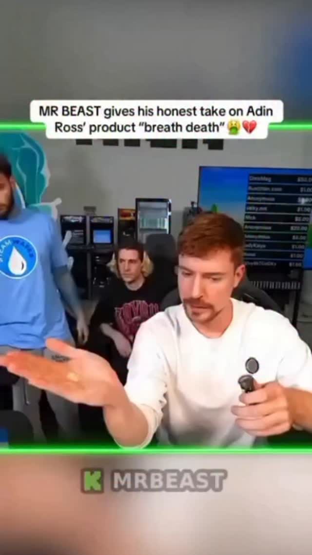 Instagram post by @guysrejectgirls for Breath Death. Caption reads: [...] MrBeast and trying his new product Breath....