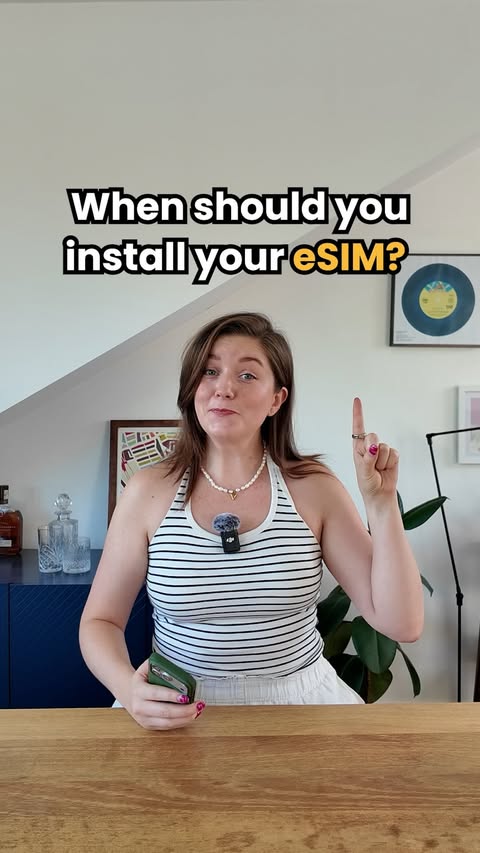 Instagram post by @holidayexpert for Airalo. Caption reads: [...] to save money on your first eSIM with....