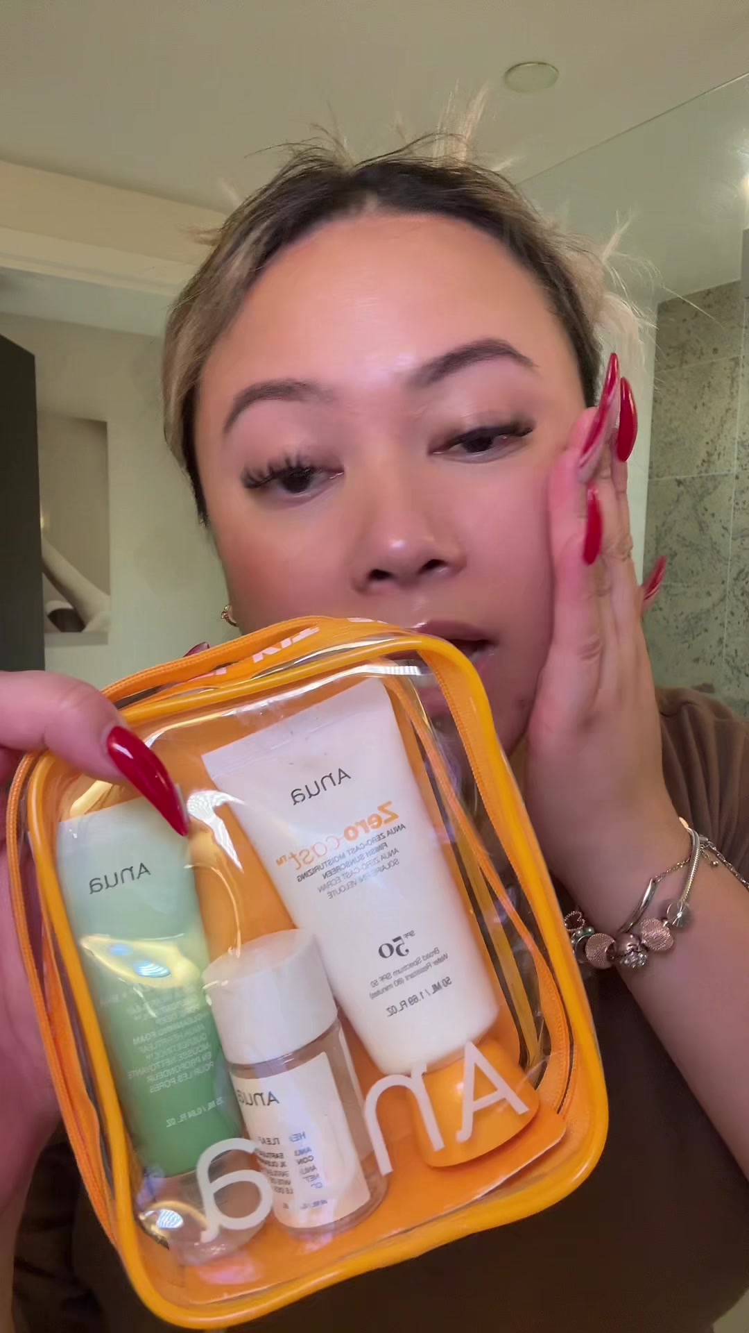 TikTok post by @prettywithsophia_ for Anua. Caption reads: A travel kit??? Yes please @Anua Store US....