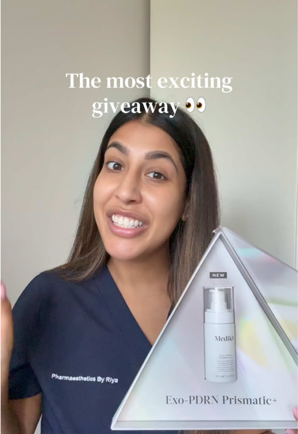 TikTok post by @pharmaestheticsbyriya for Medik8. Caption reads: [...] the most exciting giveaway - @Medik8....