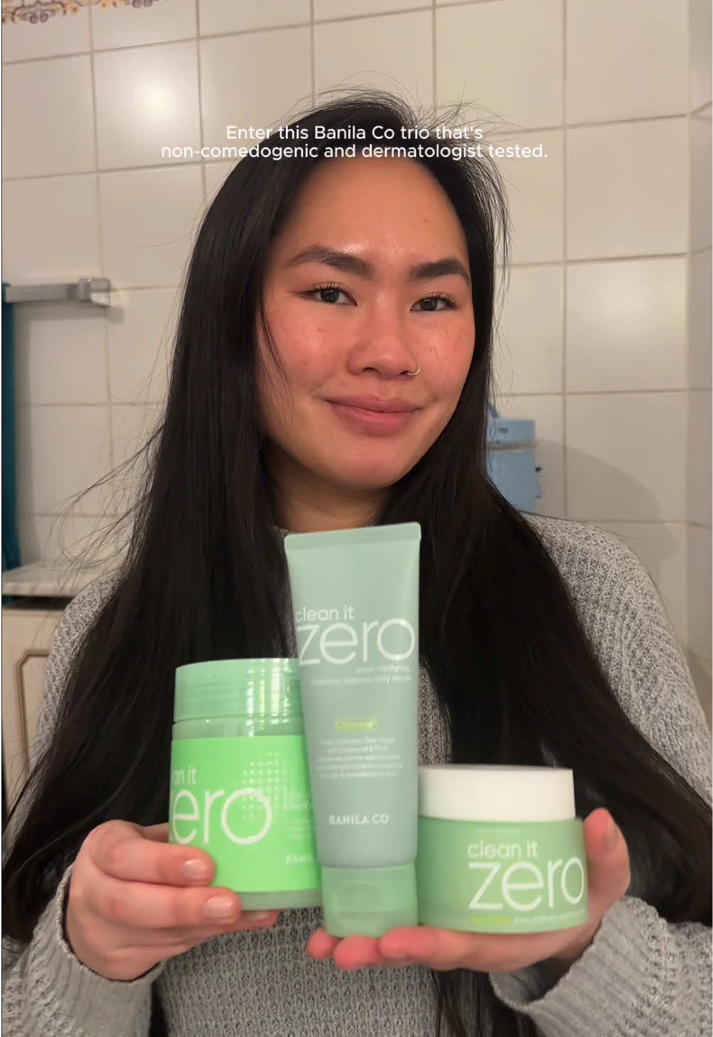 TikTok post by @leeryugc for Picky. Caption reads: I was gifted this @Banila Co USA pore care trio....
