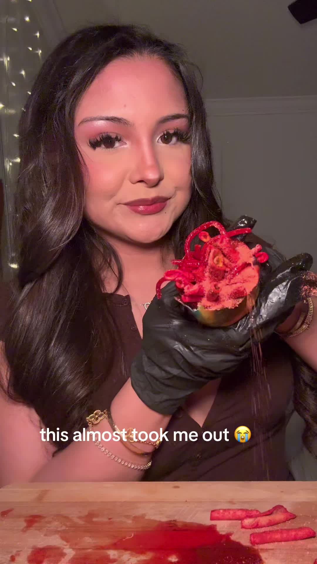 TikTok post by @lilah.eats for Bussin Snacks. Caption reads: [...] roll up and Lucas spaghetti!! ♥️ @Bussin....