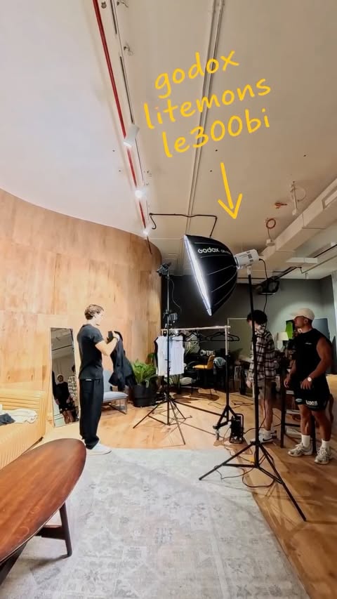 Instagram post by @litemons for Godox. Caption reads: [...] and clean on set, even in tight....