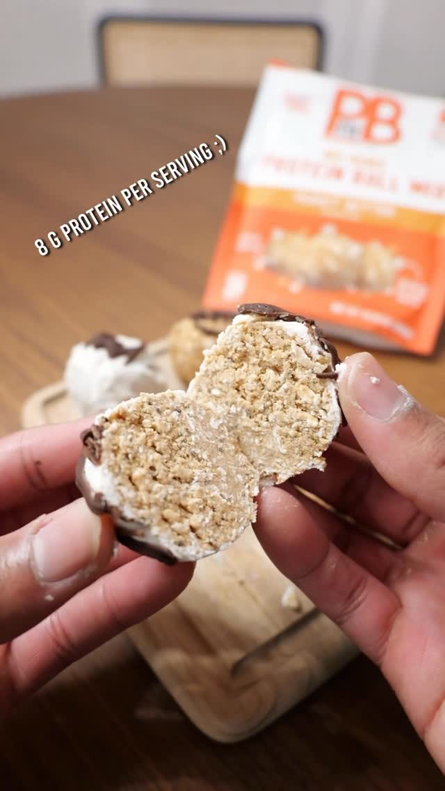 Instagram post by @smoothieflip for PBfit. Caption reads: easy protein balls made w/ @pbfit protein ball....