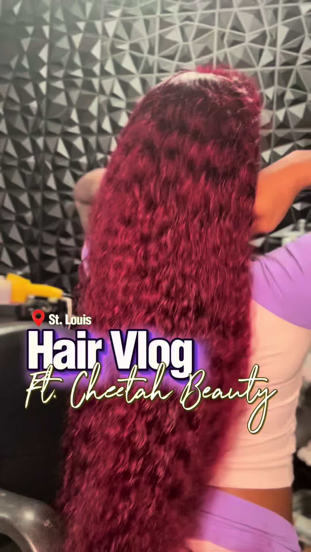 TikTok post by @wolfkewchie for Cheetah Beauty Hair Shop. Caption reads: [...] 28-inch wig for only $150!@Cheetah Beauty....
