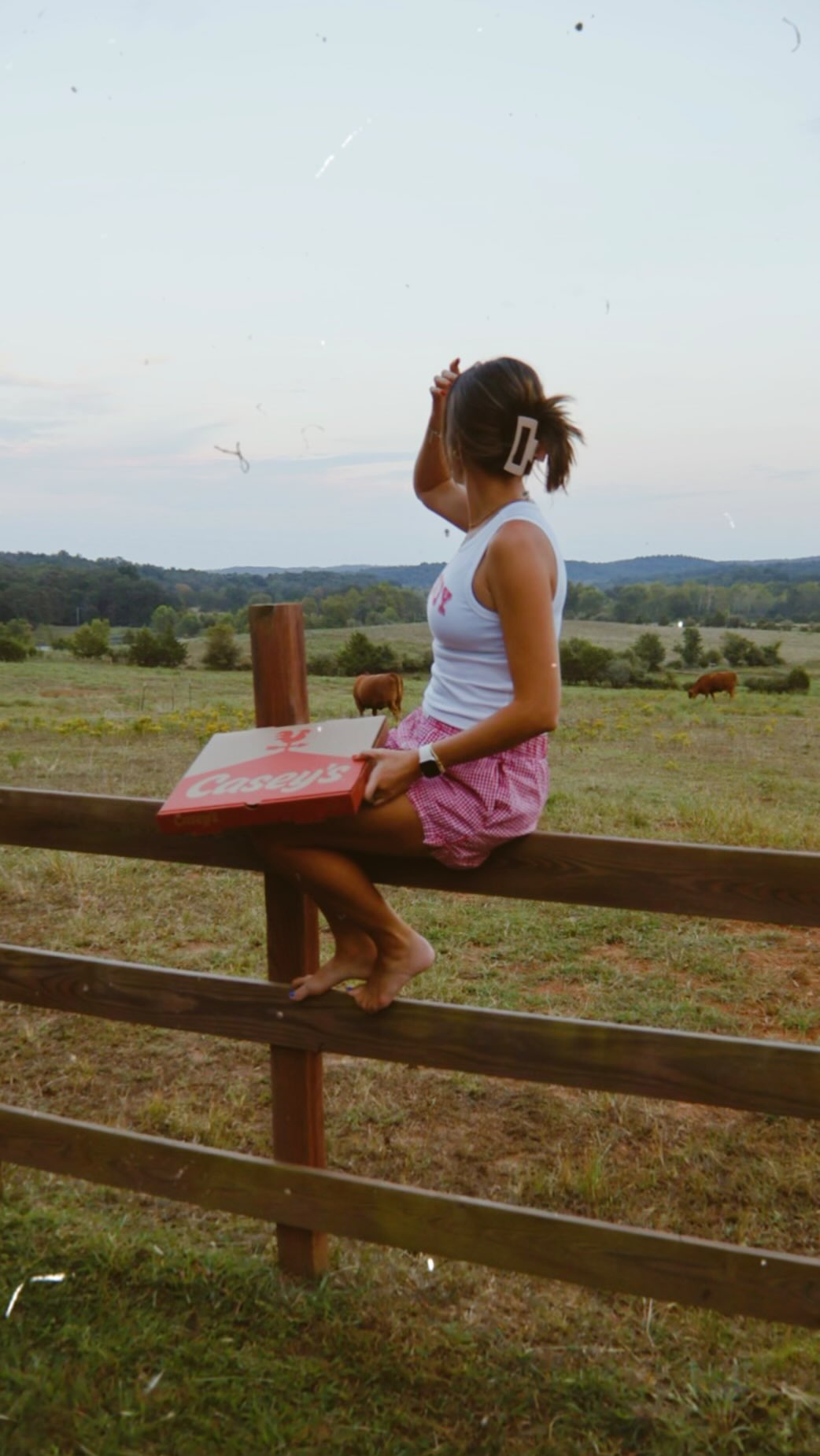 Instagram post by @rustyrosefarm for Casey’s. Caption reads: Me 🤝 Casey’s taco pizza. 🍕 Now you can get 40%....