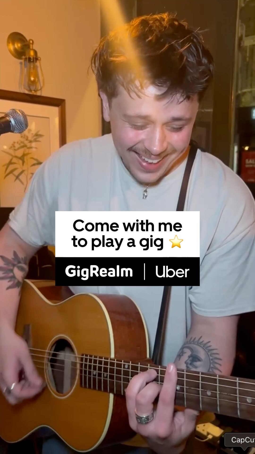 Instagram post by @lukeyfriend for Uber. Caption reads: Time for us to catch up with @gigrealm artist....