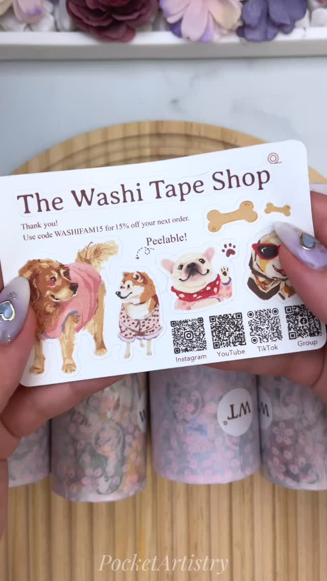 Instagram post by @pocketartistry.shop for The Washi Tape Shop. Caption reads: [...] the Newest Washi Tape Designs from....