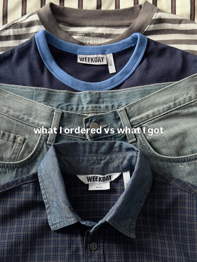 Instagram post by @francesco.teddy for WEEKDAY. Caption reads: what I ordered vs what I got from @weekdayofficial....